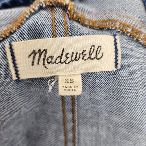 Madewell Women's Skinny Denim Overalls Raw Hem Side Zip Overalls Size XS - Picture 5 of 7
